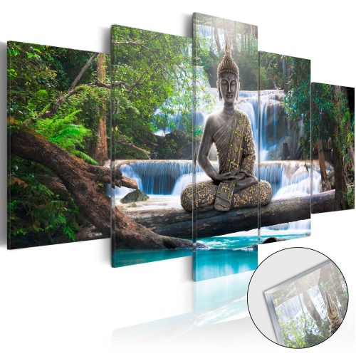 Akrilüveg kép - Buddha and Waterfall [Glass] - ajandekpont.hu