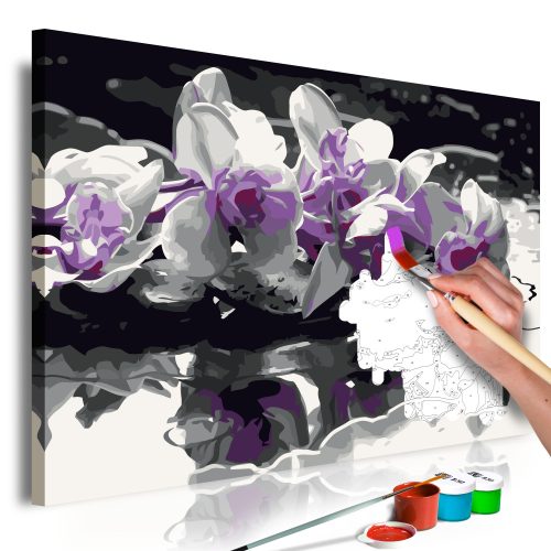 Kifestő - Purple Orchid (Black Background & Reflection In The Water) - ajandekpont.hu