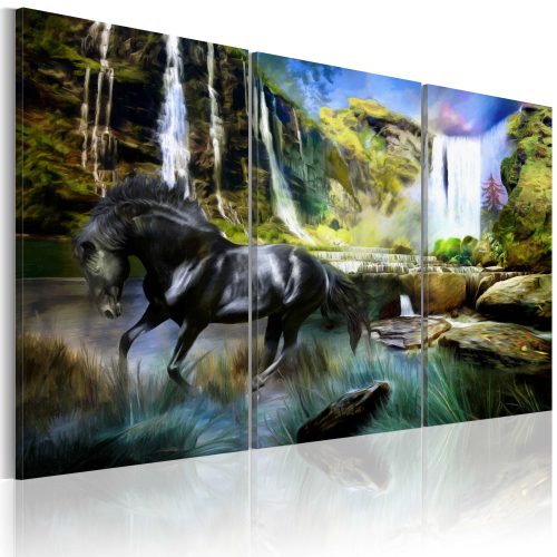 Kép - Horse on the sky-blue waterfall background - ajandekpont.hu