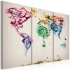 Kép - The World térkép - színes füst nyomvonalak - triptych - ajandekpont.hu