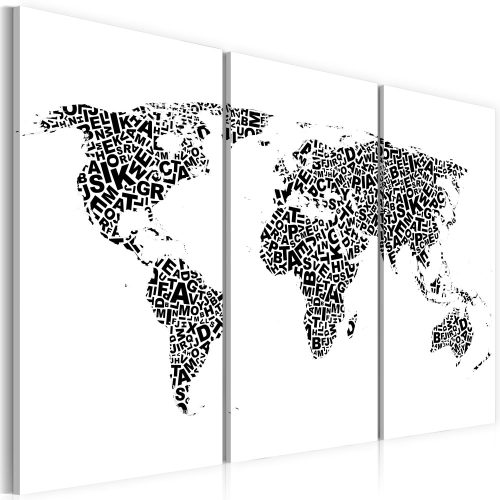 Kép - The World térkép - ábécé - triptych - ajandekpont.hu