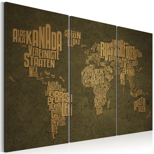 Kép - A térkép a világ, német nyelv: Beige kontinensen - triptych - ajandekpont.hu