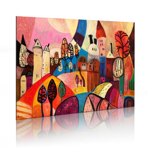 Kézzel festett kép - Colourful village - ajandekpont.hu