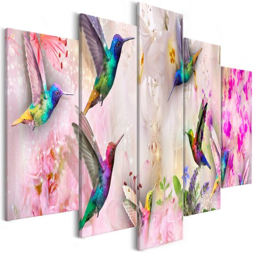 Kép - Colourful Hummingbirds (5 Parts) Wide Pink - ajandekpont.hu