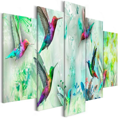 Kép - Colourful Hummingbirds (5 Parts) Wide Green - ajandekpont.hu