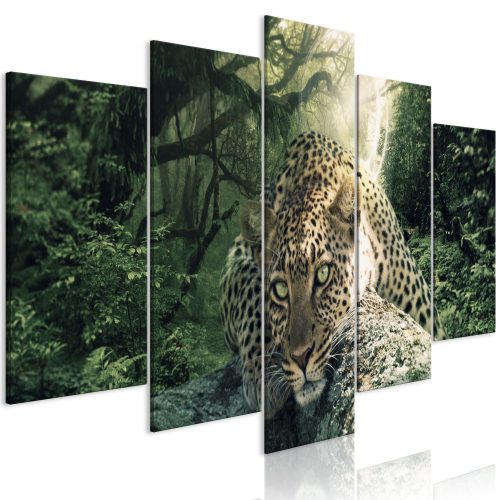 Kép - Leopard Lying (5 Parts) Wide Pale Green - ajandekpont.hu