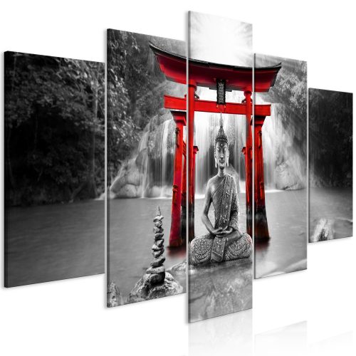 Kép - Buddha Smile (5 Parts) Wide Red - ajandekpont.hu