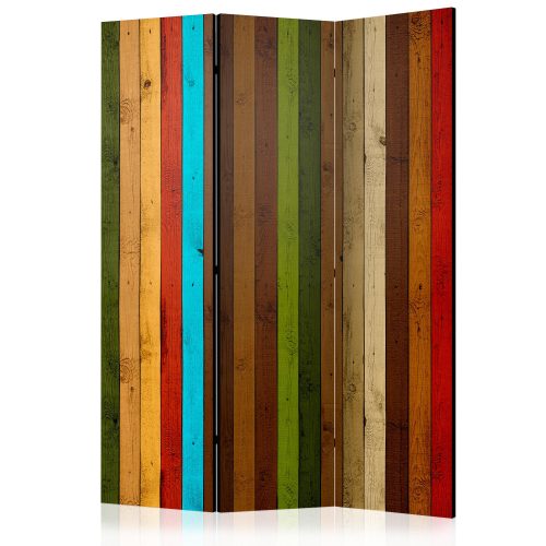 Paraván egyoldalú fotónyomtatással - Wooden rainbow [Room Dividers] - ajandekpont.hu