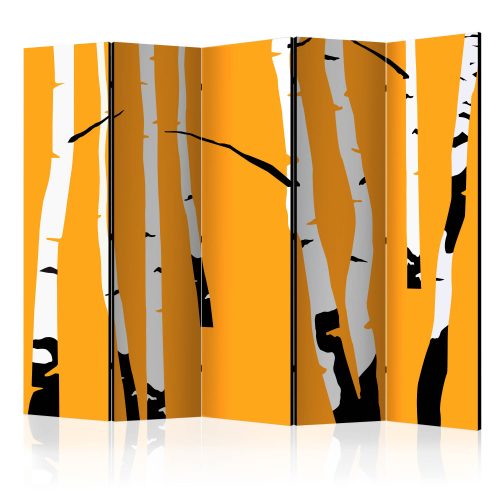 Paraván egyoldalú fotónyomtatással - Birches on the orange background II [Room Dividers] - ajandekpont.hu