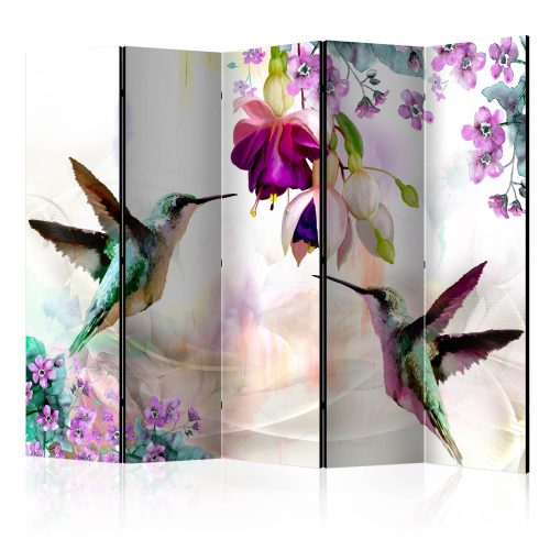 Paraván - Hummingbirds and Flowers II [Room Dividers] - ajandekpont.hu
