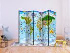 Paraván egyoldalú fotónyomtatással - World Map for Kids II [Room Dividers] - ajandekpont.hu