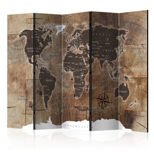 Paraván - Room divider – Map on the wood