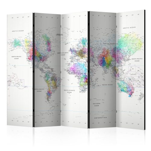 Paraván - Room divider – White-colorful world map - ajandekpont.hu