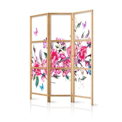 Japán paraván - Japanese Style: Flowers and Butterflies [Room Dividers]