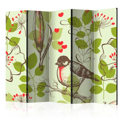 Paraván - Bird and lilies vintage pattern II Room Dividers