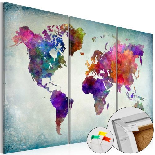 Világtérkép parafán - World in Colors [Cork Map]