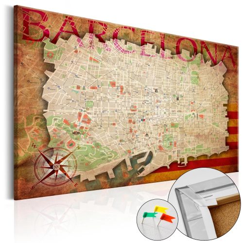 Világtérkép parafán - Map of Barcelona [Cork Map]