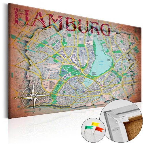 Parafa világtérkép - Hamburg [Cork Map]-ajandekpont.hu