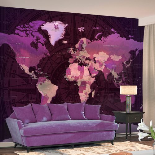 Fotótapéta - Purple World Map - ajandekpont.hu