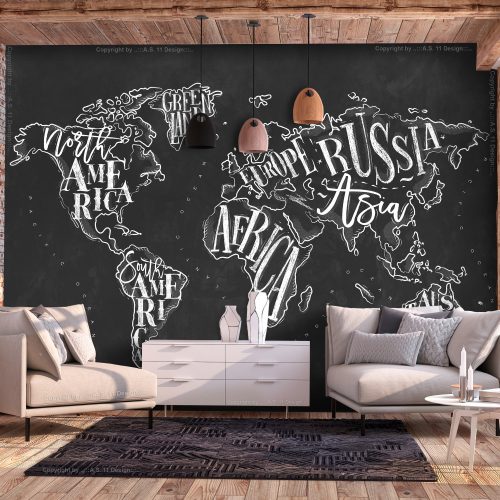 Fotótapéta - Retro Continents (Black) - ajandekpont.hu