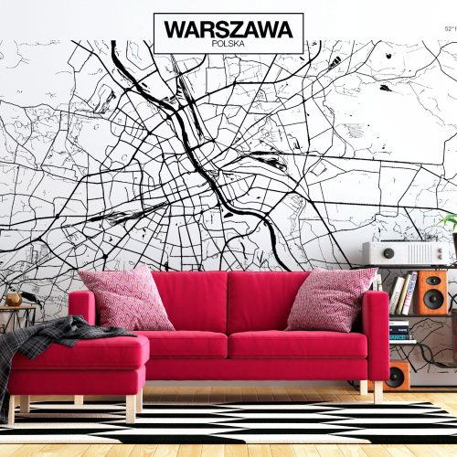 Öntapadós fotótapéta - Warsaw Map - ajandekpont.hu