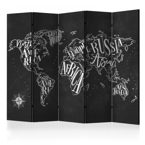 Akusztikus paraván - Retro Continents (Black) II [Room Dividers] - ajandekpont.hu