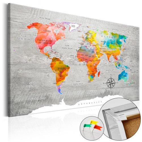 Parafa világtérkép - Multicolored Travels [Cork Map] - ajandekpont.hu