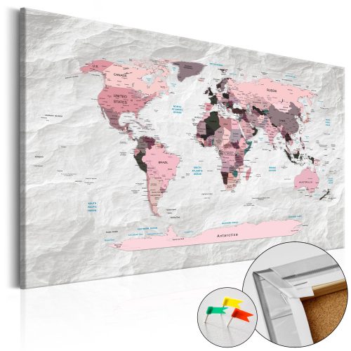 Parafa világtérkép - Pink Continents [Cork Map] - ajandekpont.hu