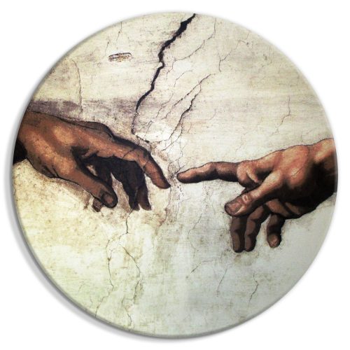 Kerek vászonkép - The Creation of Adam - hands from a fresco by Michelangelo