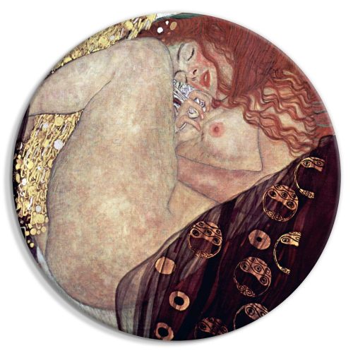 Kerek vászonkép - Gustav Klimt - Danae - Painted Nude Showing a Lying Woman