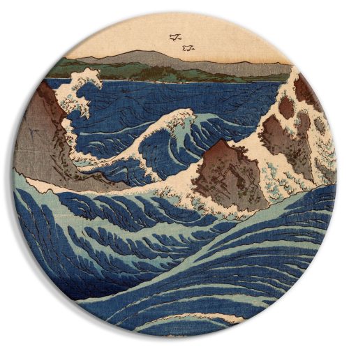 Kerek vászonkép - Japanese Woodcut Utagawa Hiroshige - Great Blue Wave