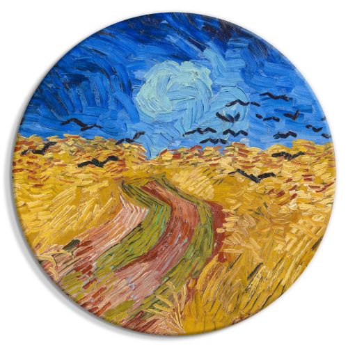 Kerek vászonkép - Wheat Field With Crows, Vincent Van Gogh - Summer Countryside Landscape