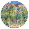 Kerek vászonkép - Claude Monet’s Garden at Vétheuil - Farmhouse With Sunflowers