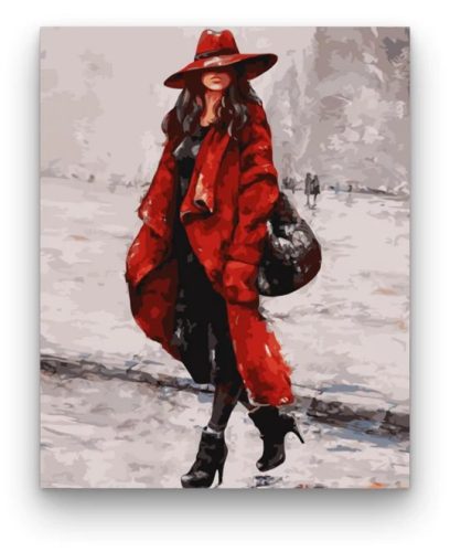  Piros kabátos nő - számfestő készlet - ajandekpont.hu