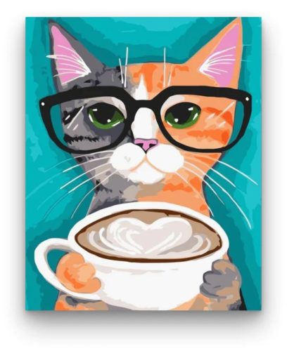  Macska kávéval - számfestő készlet - ajandekpont.hu