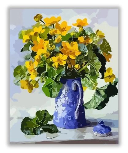 Kék vázában sárga virágok - számfestő készlet - ajandekpont.hu