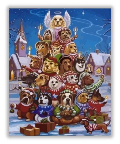  Karácsonyi kutyusfa - számfestő készlet